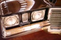 Close-up Of A Vintage Car Headlight Retro Vintage Cars Under The Lights