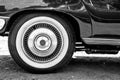 A close up of vintage cars whitewall tire