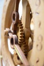 Close up of vintage clocks retro design made from the great wood, high quality for the collectors, isolated on white background