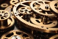 Close-Up of a Vintage Clockwork Mechanism, Intricate Gears and Springs Interlocking, Reflecting Ambience Royalty Free Stock Photo