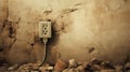 Close Up vintage electrical power socket on wall. Royalty Free Stock Photo