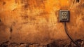 Close Up vintage electrical power socket on wall. Royalty Free Stock Photo
