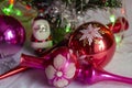 Close-up of vintage glass Christmas tree decorations Royalty Free Stock Photo