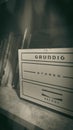 Close-up of a vintage Grundig amplifier. Royalty Free Stock Photo