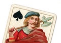 Close up of a vintage jack of spades playing card. Royalty Free Stock Photo