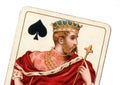 Close up of a vintage king of spades playing card. Royalty Free Stock Photo