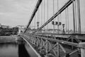 Close up of vintage metal fence of Chain Bridge. Black white abstract architecture background. Hungary, Budapest Royalty Free Stock Photo