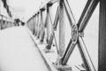 Close up of vintage metal fence of Chain Bridge in black white. Architecture construction background. Hungary, Budapest Royalty Free Stock Photo