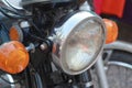 Close up of vintage motorcycle headlights Royalty Free Stock Photo