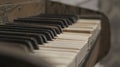 Close-up of vintage piano keyboard at Museum of Old and New Art