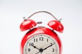 Close up of a vintage red bell clock Royalty Free Stock Photo