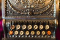 Close up of a vintage and rusty cash drawer Royalty Free Stock Photo