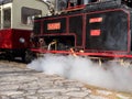 Close up of a vintage steam powered train