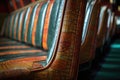 close-up of vintage train leather seats with stitching details Royalty Free Stock Photo