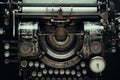 Close-up of Vintage Typewriter, Classic Machine for Typing Text and Documents, Vintage typewriter header with old paper, Royalty Free Stock Photo