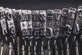 Close up of vintage typewriter letters