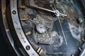Close-up of a vintage watch with world map on the dial. Generative AI Royalty Free Stock Photo
