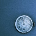 Close-up of vintage watches on empty background. the clock shows three minutes to midnight. the new day coming concept. with Royalty Free Stock Photo