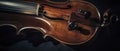 Close-Up of Violin on Black Background, Detailed Look at an Elegant Musical Instrument