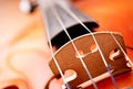 Close Up of Violin Scroll and Bow Royalty Free Stock Photo