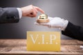 Close-up Of Vip Card On Wooden Desk Royalty Free Stock Photo