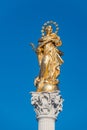 Close-up on Virgin Mary on Plague Column Slovene: Kuzno znamenje, monument at Main Square Glavni trg.