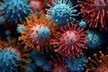 Close up of a virus, covid, covid 19, bacterium, macro, macro organism, virus, closeup, blue, 3d