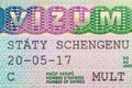 Close up of visa in passport. Czech Republic of shengen travel concept.