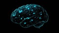 A close-up visual of a brain illuminated with blue neural pathways, representing advanced technology and cognitive Royalty Free Stock Photo