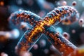 Close-up visualization of a DNA molecule, illustrating its complex structure and vibrant colors, representing genetic research and Royalty Free Stock Photo