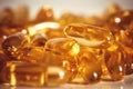 Close up the vitamin D and Omega 3 fish oil capsules supplement