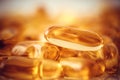 Close up the vitamin D and Omega 3 fish oil capsules supplement for good brain , heart and health eating benefit Royalty Free Stock Photo