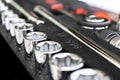 Close up view of a Garage Tool Box. Set of Tools. Tool Box for Construction. Tool to repair the car or replace automotive spare pa Royalty Free Stock Photo