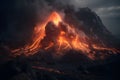 Close-up on a volcanic eruption. Generative AI