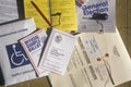 Close-up of a voting booth with ballots Royalty Free Stock Photo