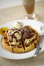 Close up waffle and icecream Royalty Free Stock Photo