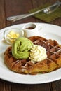 Close up waffle and icecream Royalty Free Stock Photo