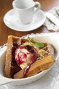 Close up waffle and vanilla icecream Royalty Free Stock Photo