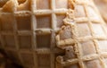 close up of waffles ice cream cone macro Royalty Free Stock Photo