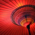 Close up of a wagasa, a red traditional japanese umbrella Royalty Free Stock Photo