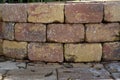 Close up of wall of brick well