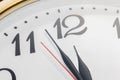 Wall clock and time is twelve Royalty Free Stock Photo