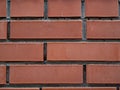 close up of wall made of symmetrical red bricks