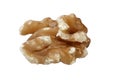 Close up of a walnut kernel on a white background. Fresh nut, healthy snack ingredient Royalty Free Stock Photo