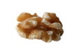 Close up of a walnut kernel on a white background. Fresh nut, healthy snack ingredient Royalty Free Stock Photo