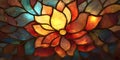Closeup of Warm and Cool Stained Glass Flower Design Royalty Free Stock Photo