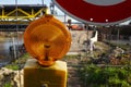 close-up of warning light of a construction site Royalty Free Stock Photo