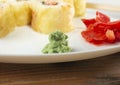 close-up of wasabi on a plate with sushi and ginger Royalty Free Stock Photo