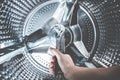 Close Up of a Washing Machine inside view Royalty Free Stock Photo