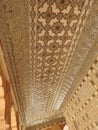 Close up of a wasp nest hanging from the ceiling of a building at outdoors, in Amber Fort near Jaipur, Rajasthan, India